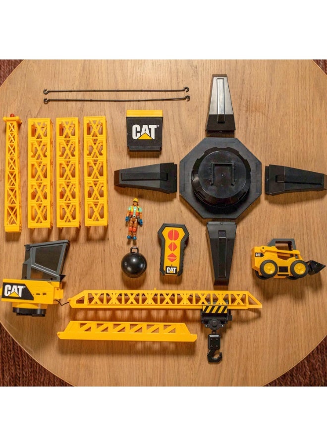 CATERPILLAR CAT WorkForce Remote Control Jumbo Power Crane 50-Inches Tall with Mini Figure and Contruction Vehicle Playset | 360-degree Rotating Lift, Hook and Wrecking Ball | Move, Lift and Lower the Crane like a real demolition expert! |Pretend Play for Kids Ages 5Y+ - Image 3